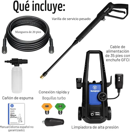 Miniatura 6 de Lavadora a Presión Eléctrica Westinghouse ePX3050, 2100 Max PSI y 1.76 Max GPM con Cañón de Espuma, para Autos/Cercas/Avenidas/Hogar/Patios