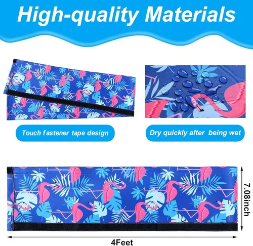 Miniatura 2 de Junkin Cubierta para pasamanos de piscina de 4 pies, estampado de flamenco tropical, para piscinas enterradas, barandilla de mano, asas de escalera