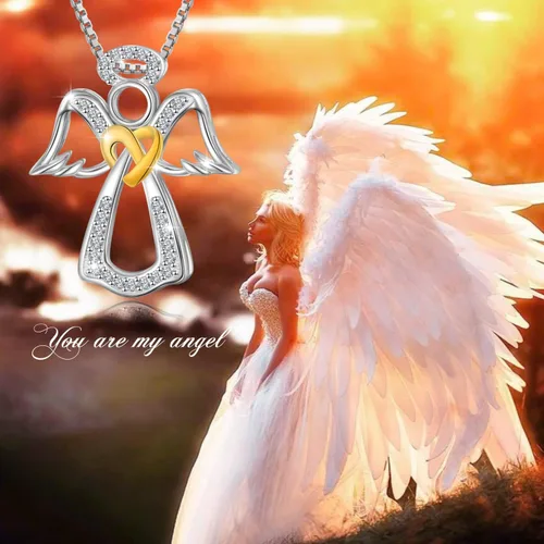 Miniatura 5 de DAOCHONG Collar de ángel de la guarda para mujer, plata de ley, con colgante de alas "You Are My Angel", regalo de joyería para niñas