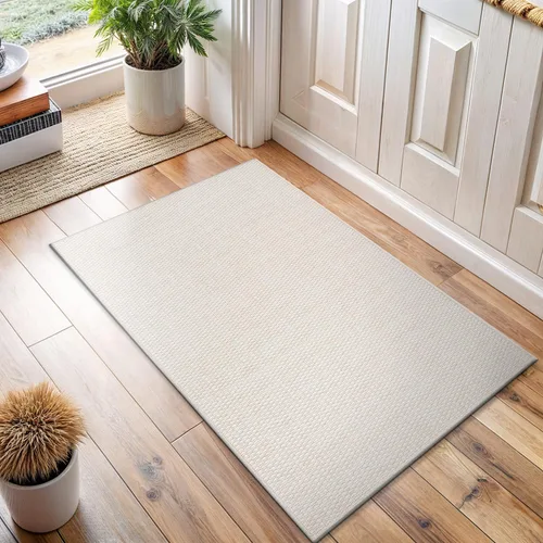 Miniatura 4 de Tapete de Puerta de Yute Fácil 2x3 Pies Interior Exterior Alfombras Naturales Alfombra de Fibra Sólida Alfombra de Área Tejida Boho Fácil de Limpiar
