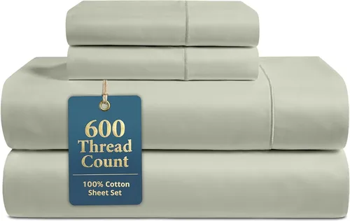 Miniatura 14 de LANE LINEN Juego de sábanas tamaño King – Sábanas de 600 hilos 100% algodón de fibra larga, naturalmente frescas y duraderas para el uso diario, 01