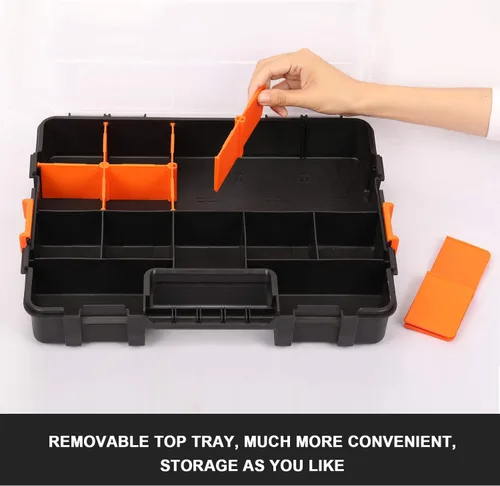 Miniatura 4 de CASOMAN Caja de herramientas organizadora de piezas pequeñas negras entrelazadas para sujetadores y manualidades con divisores extraíbles
