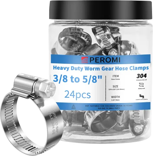 Miniatura 18 de 24 PIEZAS Abrazaderas de manguera de servicio pesado de acero inoxidable 304, abrazadera de manguera de 1-5/8" a 2-3/8" (40-60mm) Abrazaderas
