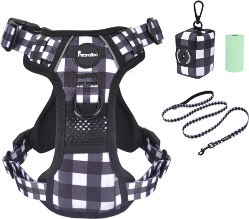 Miniatura 23 de Petmolico Juego de arnés para perro sin tirones con accesorio de correa, asa de fácil control, chaleco reflectante para razas pequeñas, chaleco