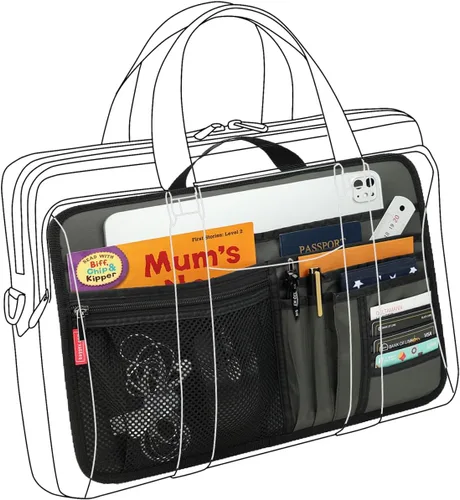 Miniatura 2 de Organizador grande para maletín para trabajo, oficina, documentos, portátil, organizador de almacenamiento (L, gris)