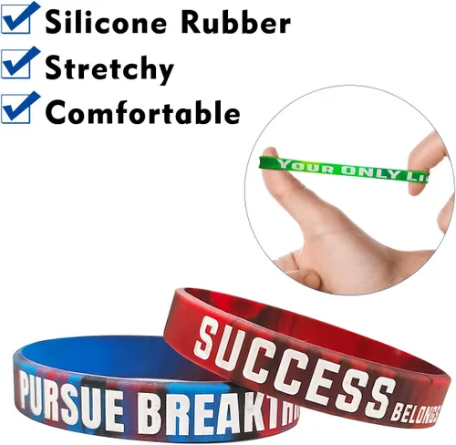 Miniatura 8 de QEERBSIN Paquete de 12 pulseras motivacionales para hombres, mujeres y adolescentes, pulseras inspiradoras de silicona unisex para adultos