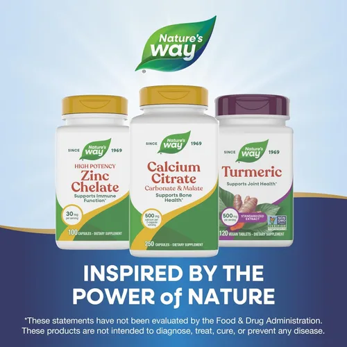 Miniatura 7 de Nature's Way Citrato de calcio, 500 mg de calcio por porción de 2 cápsulas, para la salud ósea y la función muscular*, mezcla de citrato, carbonato