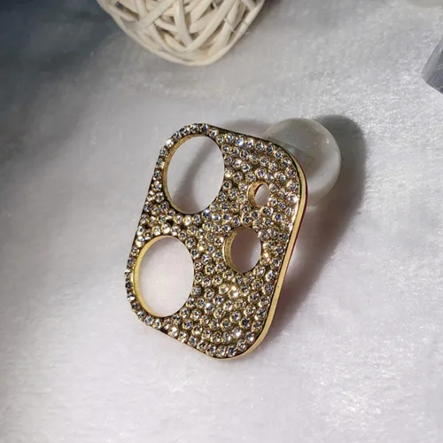 Miniatura 8 de Paquete de 2 protectores de lente de cámara con purpurina compatibles con iPhone 11 de metal con diamantes brillantes para lente de cámara (negro)
