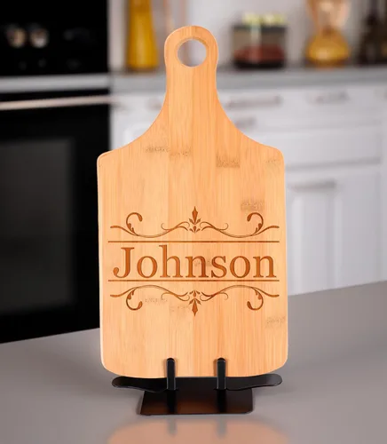 Miniatura 4 de Regalo de boda personalizado para parejas, texto personalizado, nombre de familia, paleta personalizada, tablero de servicio de madera