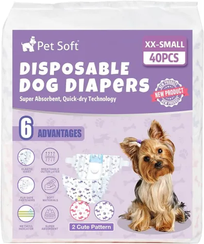 Miniatura 7 de Pet Soft Pañales desechables para perras – Pañales desechables para perritos con indicador de humedad, pañal para cachorros y gatos súper