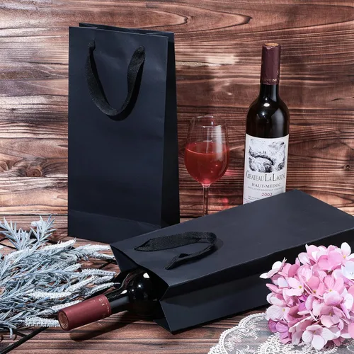 Miniatura 7 de Yeaqee Paquete de 50 bolsas de vino para botellas dobles de vino, regalos de 6.6 x 3.6 x 13.8 pulgadas, bolsas para botellas de manualidades, bolsas