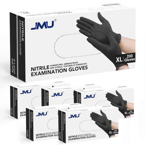 Miniatura 10 de JMU Guantes negros de nitrilo a granel mediano, caja de 1200, 3.5 mil, sin látex sin polvo