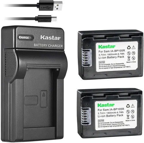 Kastar Battery (X2) & Slim USB Charger for Samsung IA-BP105R & HMX-F80 HMX-F90 HMX-F800 HMX-F900 SMX-F50 SMX-F53 SMX-F54 SMX-F500 SMX-F501 SMX-F530