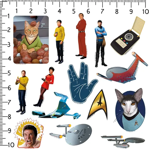 Miniatura 2 de Star Trek The Original Series - Paquete variado de calcomanías de vinilo grandes de lujo de 100 unidades, diseños clásicos troquelados para laptop
