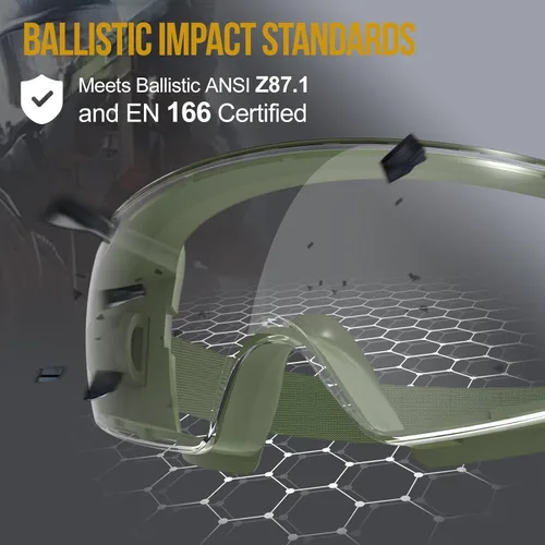 Miniatura 3 de OneTigris Gafas tácticas sobre lentes, gafas tácticas antiniebla, protección de gafas OTG de seguridad con lente intercambiable Verde