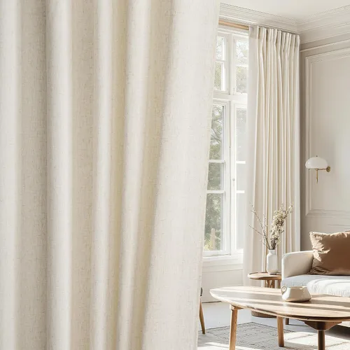 Miniatura 35 de NICETOWN Cortinas de lino grueso para dormitorio, privacidad añadida, bolsillo para barra y pestaña trasera, no se transparentan, mezcla de lino