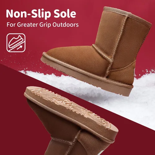 Miniatura 3 de DREAM PAIRS botas de piel de oveja para niños y niñas, para niños pequeños y grandes, botas con piel para la nieve