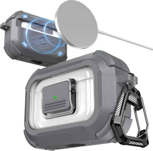 Miniatura 31 de RFUNGUANGO Funda para AirPods Pro 2, compatible con AirPods Pro de 2ª/1ª generación, compatible con MagSafe, bloqueo automático magnético con kit