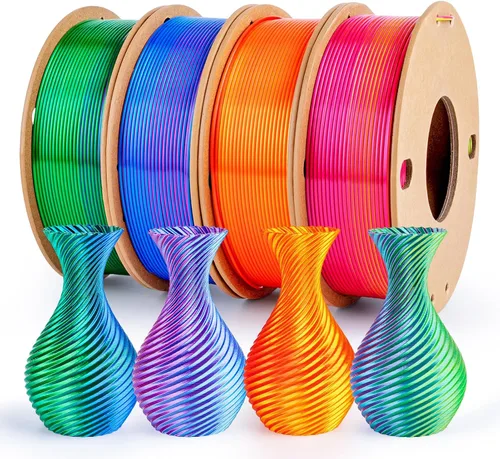 Miniatura 8 de Filamento de seda PLA para impresora 3D Filamento de seda PLA de triple color 1.75mm Filamento para impresión 3D Compatible con la mayoría de Tri