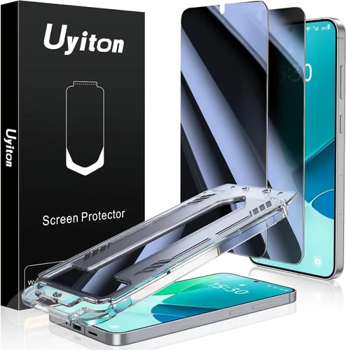 Miniatura 29 de Uyiton UnBreak-Glass - Protector de pantalla de privacidad para Samsung Galaxy S25 Ultra, soporte ultrasónico de huellas dactilares, marco de Negro