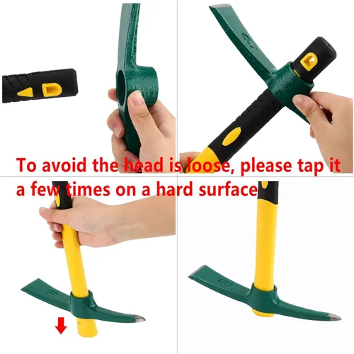 Miniatura 4 de ZOENHOU Paleta sólida de 15 pulgadas, púa de jardín forjada, herramientas manuales para agricultura de mattock con mango de fibra de vidrio
