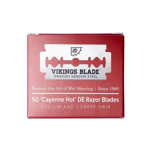 Miniatura 3 de VIKINGS BLADE Cuchillas de afeitar de seguridad de doble filo, 50 cuchillas, acero sueco + revestimiento de platino, cuchillas de afeitar