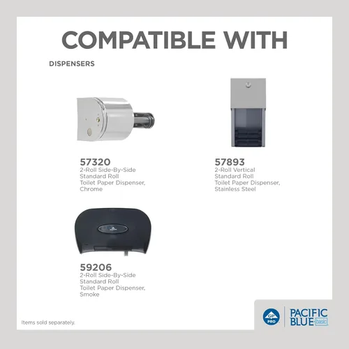 Miniatura 6 de Papel higiénico Pacific Blue Basic de 1 capa (anteriormente con la marca Envision), 14448/01, 1,500 hojas por rollo, 48 rollos por caja