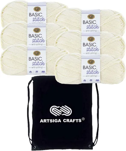 Miniatura 12 de Lion Brand Basic Stitch Hilo Acrílico Anti-Bolitas Ecru 202-098 (3 Madejas - Mismo Lote de Tinte) Worsted Mediano #4 Hilo Acrílico para Crochet