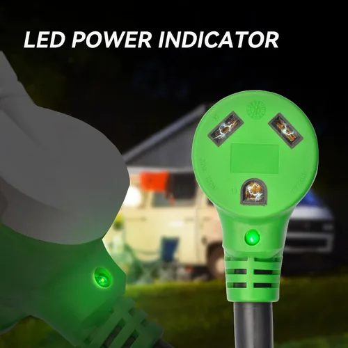 Miniatura 6 de RVMATE Cable de extensión de alimentación RV de 30 amperios y 75 pies con mango de fácil enchufe, TT-30P a TT-30R, indicador LED, 10 AWG