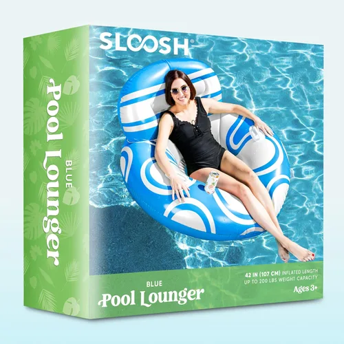 Miniatura 8 de Sloosh Tumbona inflable para piscina, flotadores de piscina, sofá de aire inflable con respaldo grande, tubos de río resistentes, flotador de agua