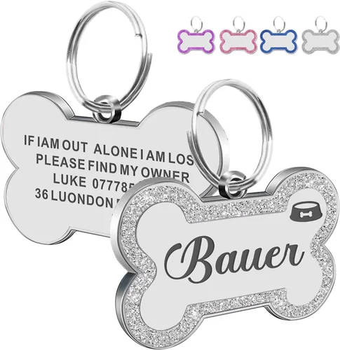Miniatura 9 de Etiquetas para perros personalizadas para mascotas, etiquetas de nombre para perro, etiqueta para perro personalizada grabada con cualquier nombre