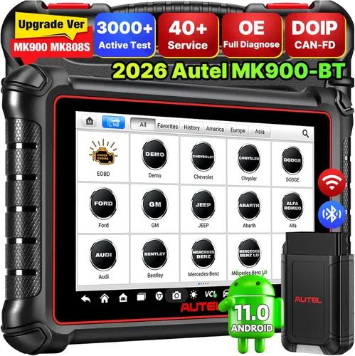 Autel Escáner MaxiCOM MK900BT, 2026 MK900-BT V2.0 Herramienta de diagnóstico bidireccional, 8 pulgadas hasta MK900 MX900 MK808S MK808BT MX808S