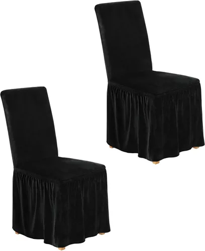 Miniatura 36 de NICEEC Fundas de silla de elastano para sillas de comedor, juego de 6 fundas de sillas de comedor extraíbles con falda, fundas de silla de comedor