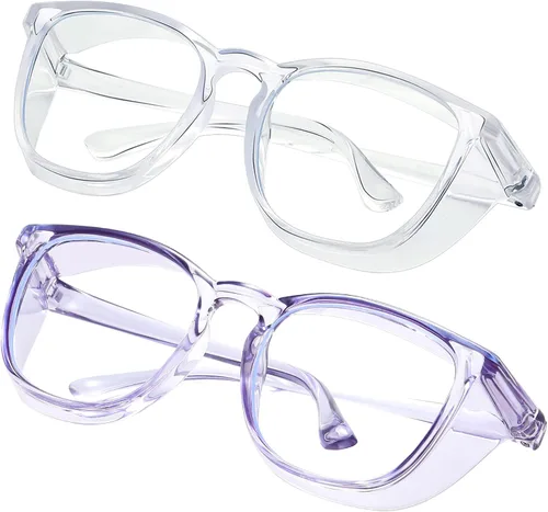 Miniatura 24 de Gafas de seguridad para enfermeras, gafas protectoras – Antivaho marco cuadrado elegante gafas transparentes para mujeres y hombres C16-negro Gery