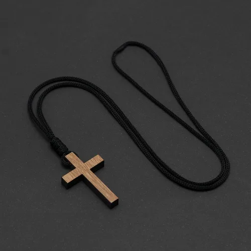 Miniatura 3 de Intercession crucifijo de madera con cuerda, hecho en Brasil (tradicional, 2 pulgadas)