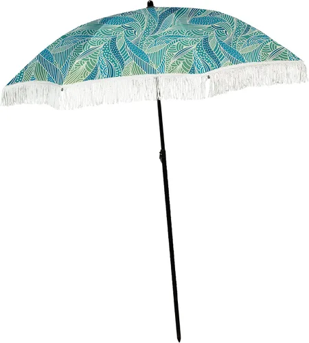 Miniatura 50 de Sombrilla de playa para arena, resistente al viento, con bolsa de anclaje de arena, portátil, flecos, bolsa de mezclilla, cuenta con parte inferior