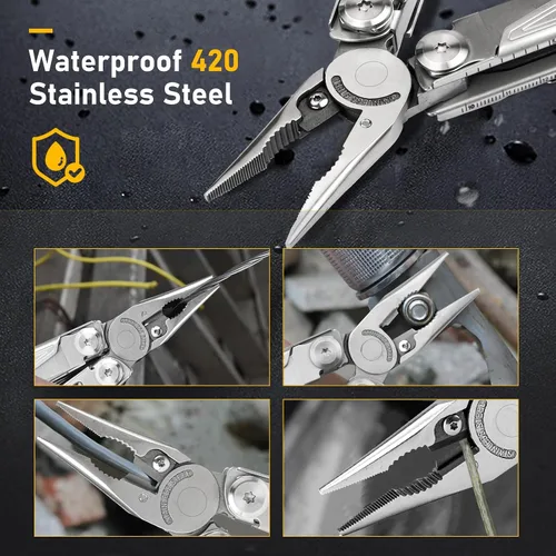 Miniatura 3 de BIBURY Multitools BI2043 - Alicates portátiles multiherramienta plegables con resorte con tijeras, abrelatas y destornillador, herramientas EDC