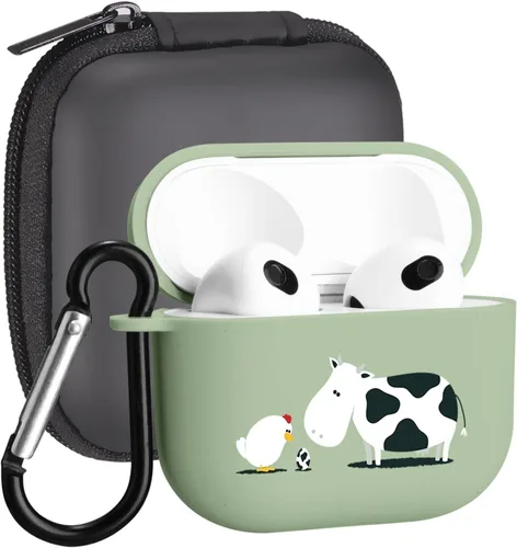 Miniatura 25 de Funda compatible con Airpods de 3ª generación, linda funda para Airpods 3, diseño de rana, protectora para mujeres y niñas con llavero para Apple