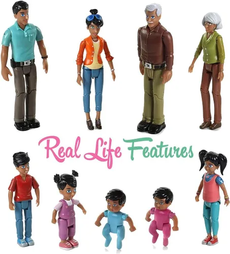 Miniatura 6 de Beverly Hills Doll Collection Sweet Li'l Family Hispanic Dollhouse People - Juego de 9 figuras de acción – abuelo, abuela, mamá, papá, hermana