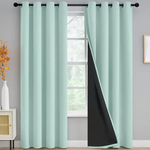Miniatura 223 de Yakamok Cortinas negras, cortinas de ventana con aislamiento térmico y eficiencia energética para dormitorio, cortinas opacas completas y cortinas
