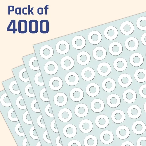 Miniatura 3 de Paquete de 4000 calcomanías de refuerzo de agujeros de papel - 0.25 pulgadas, color blanco