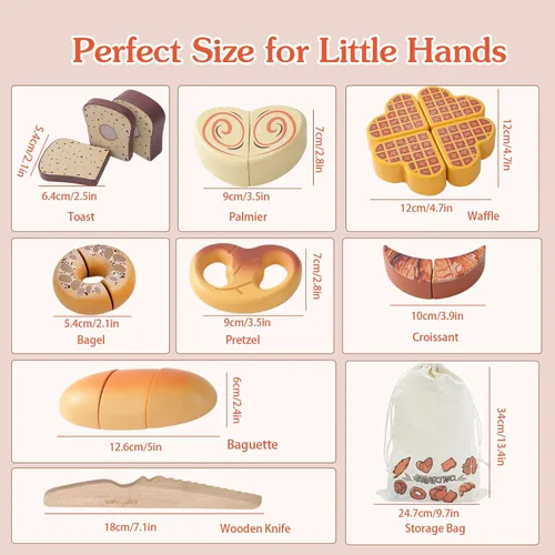 Miniatura 3 de Juguetes de madera para niños pequeños, juego de corte para hornear para niños, juego de simulación de panadería de cocina para niños, regalo