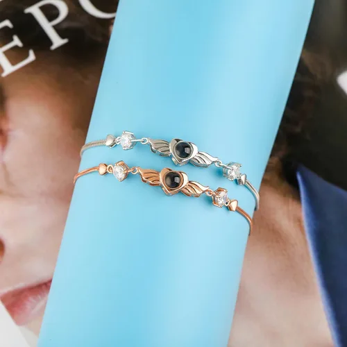 Miniatura 17 de Godchoices Pulsera de fotos personalizada, pulsera de proyección de fotos con imagen en el interior, collar con texto en inglés "I Love You