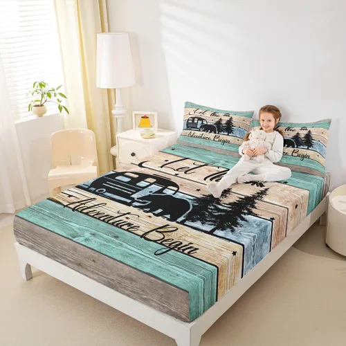 Miniatura 2 de Ropa de cama de 2 piezas, estilo rústico de granja, juego de ropa de cama para adolescentes y adultos, sábanas bajeras, ropa de cama ajustable