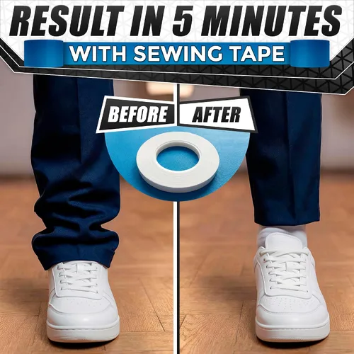 Miniatura 6 de Cinta de dobladillo sin coser sin planchado para el hogar, 0.4 pulgadas x 60 yardas, cinta acrílica transparente ultra fina de doble cara para ropa