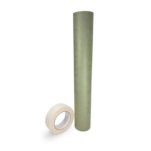 Miniatura 19 de IDL Packaging Juego de papel de enmascaramiento y cinta, papel marrón de 18 pulgadas x 60 yardas (6 rollos) y cinta blanca de 1.41 pulgadas x 60