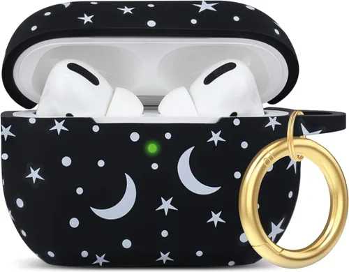 Miniatura 74 de Funda de silicona con flores compatible con AirPods Pro 2019, Gawnock - Funda suave y flexible para imprimir para mujeres y niñas con llavero - Flor