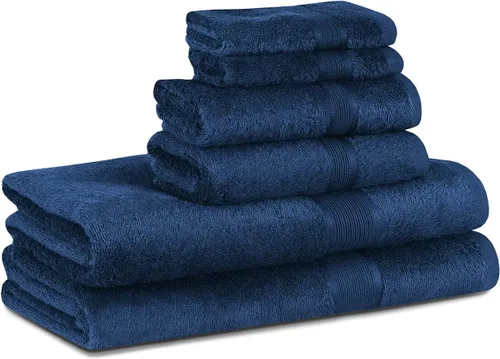 Boston Linen Co. - Juego de 6 toallas de baño, 2 toallas de mano, 2 toallas de baño y 2 toallas faciales, 100% algodón de calidad hotelera, suave y