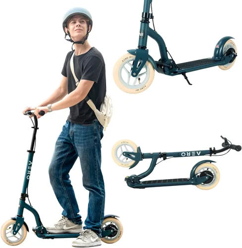 Miniatura 13 de AERO MOBILITY Patinete para niños de 6 años, adolescentes y adultos Ruedas iluminadas, freno de mano, alfombrilla de goma y absorción de impactos