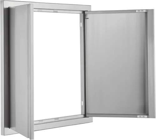 Miniatura 11 de VEVOR Puerta de acceso para barbacoa de 24 x 24 pulgadas, puerta doble para barbacoa de acero inoxidable con mango empotrado, puertas de cocina al